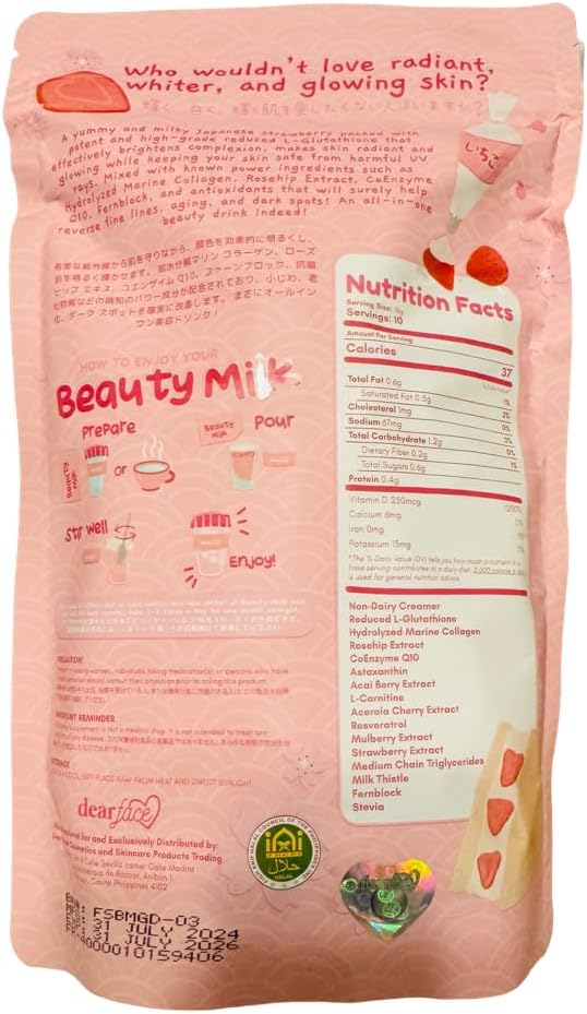 Dear Face Collagen Glutathione Drinks (180g Strawberry)