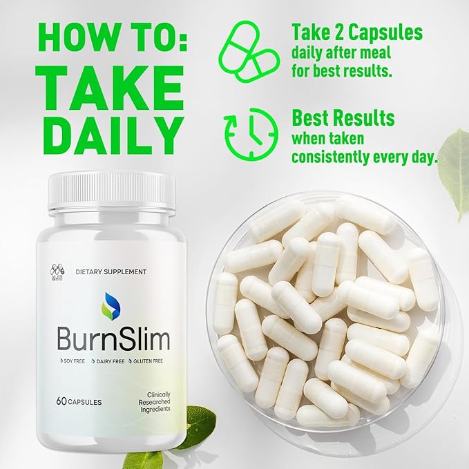 (5 Pack) Burn Slim Capsules Official Burnslim Pills with All Natural Ingredients Advanced Burn Slim Health and Wellness Supplement Supporting Active Lifestyle for Women and Men (300 Capsules)