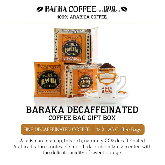 Bacha Coffee | Baraka Fine Flavoured Medium Roast 100% Arabica Specialty Coffee 12 Coffee Drip Bags Gift Box