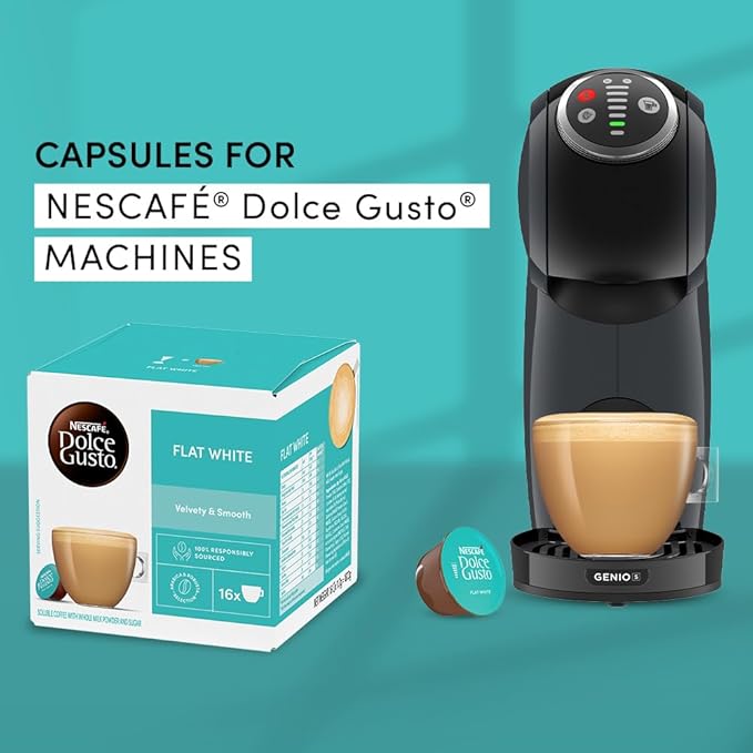 NESCAFÉ DOLCE GUSTO Flat White Coffee Pods 16 Capsules (Pack of 3 - Total 48 Capsules 48 Servings)