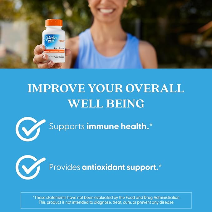 Doctors Best Fucoidan Immune &amp Antioxidant Support Non-GMO Gluten Free Vegan 60 Veggie Cap
