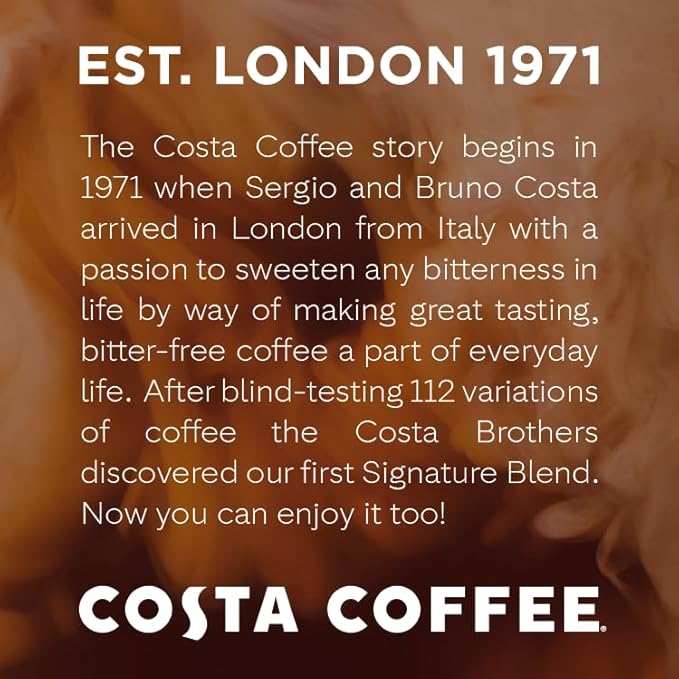Costa Coffee Whole Bean Coffee Signature Blend Dark Roast 12oz each Rainforest Alliance Certified (Pack of 4)
