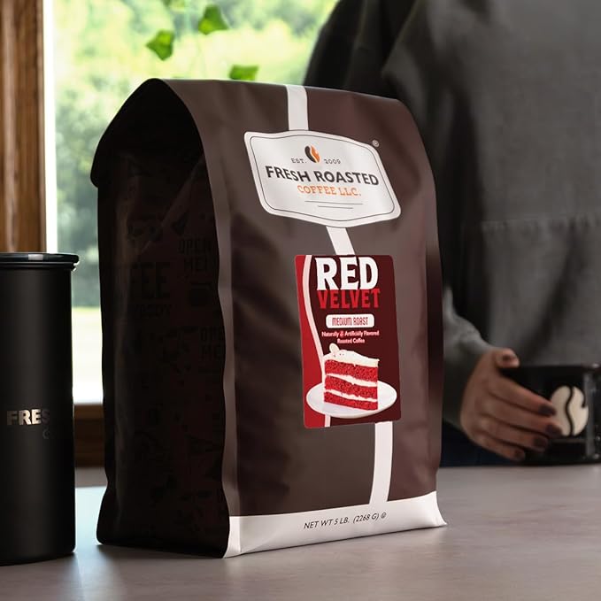 Fresh Roasted Coffee Red Velvet Flavored Coffee 5 lb Medium Roast Kosher Ground