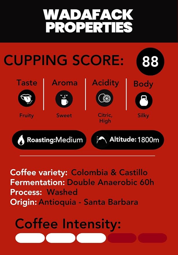 Wada Fack Single Origin Specialty Coffee 200g: Medium Roast Colombian Whole Bean Coffee with High Cupping Score 88 &amp Flavor Notes of Sweet Lemon Pink Grapefruit Cocoa