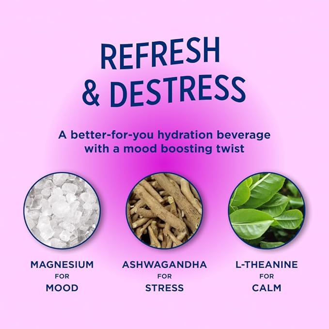 Leisure Hydration Non-Carbonated Electrolyte Refresher Wild Blueberry Flavor - Low Sugar Nutrient Enhanced Water Beverage - Get The Best Hydration Packed w/ Magnesium &amp Ashwagandha For Mood &amp