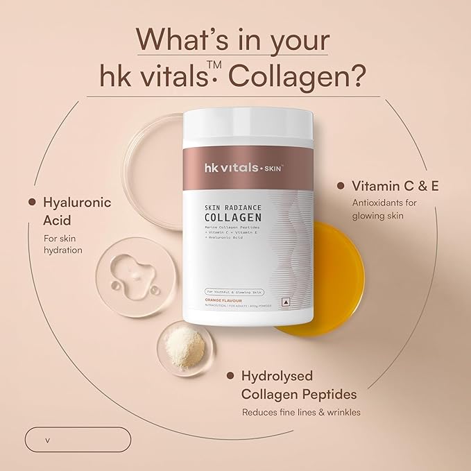 Marine Collagen Suppl_ement (Orange 400g) |with Vitamin C E Sodium Hyaluronate | for Healthy Skin Hair &amp Nails