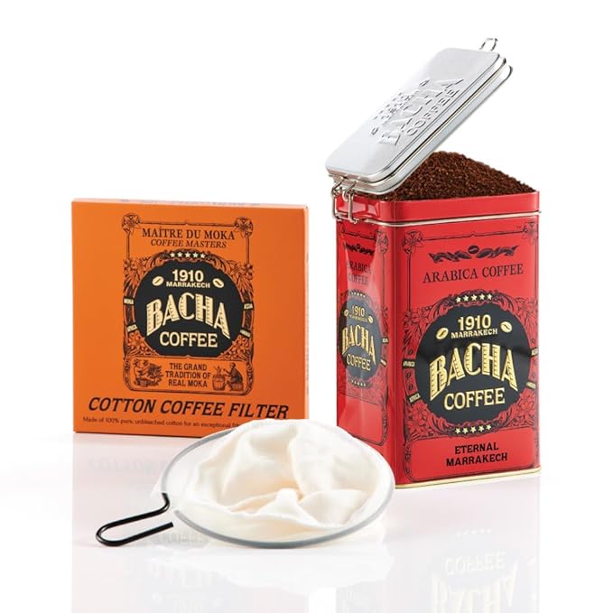 Bacha Coffee | Eternal Marrakech Fine Flavoured Coffee Autograph Collection 100% Arabica Specialty Coffee Ground Beans &amp 100% Cotton Filter 125mm/4 fl oz Serving Size
