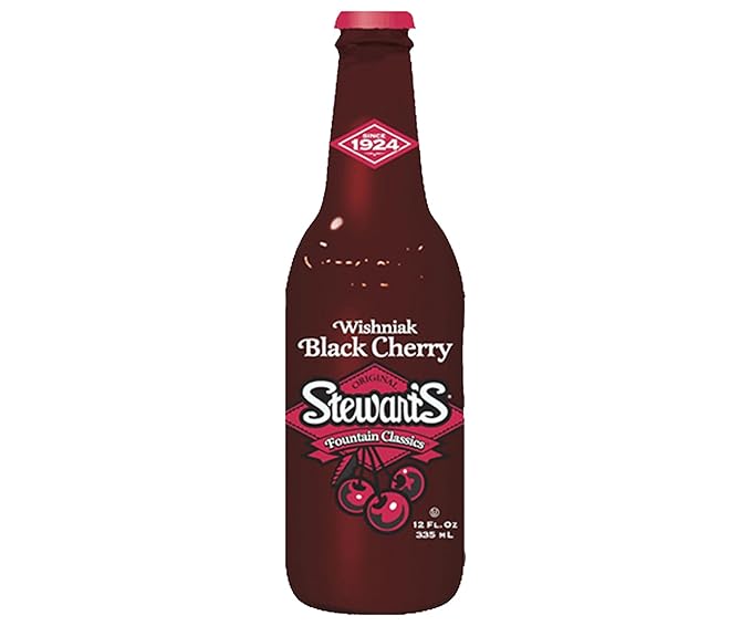 Stewart's Wishniak Black Cherry Soda 12 fl oz (24 Glass Bottles)