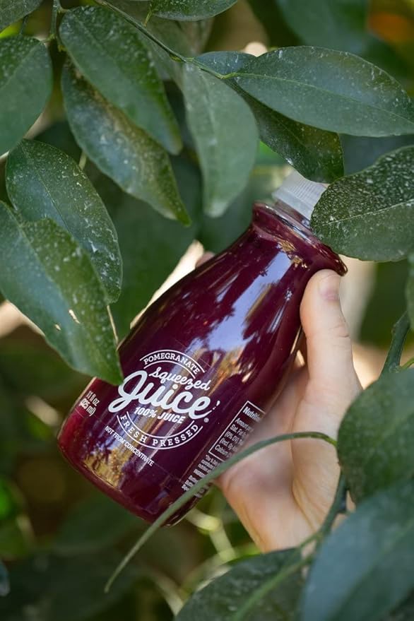 Squeezed Juice 100% Pomegranate Juice 11 FL OZ (2) 6 Pack Bottles 12 Bottles Total | HPP Pasteurized | Not from Concentrate | Fresh Pressed | California Fruit Juice | Kosher