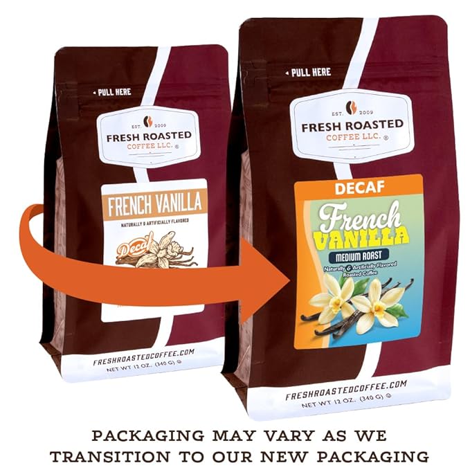Fresh Roasted Coffee Decaf French Vanilla Flavored Coffee 2 lb (32 oz) Medium Roast Kosher Ground