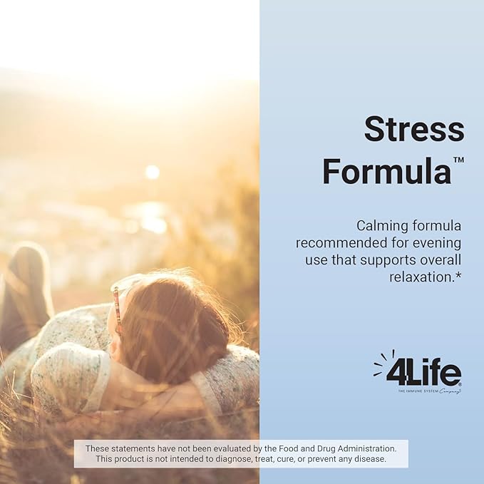 4Life Stress Formula Dietary Supplement Supports Nervous System and Sleep with Lemon Balm Chamomile &amp Valerian Root 60 Capsules