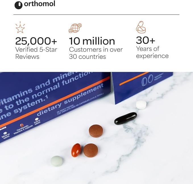 Orthomol Immun Tablet and Capsule Immune Support Supplement 30-Day Supply Vitamins A B C D E Zinc Iodine