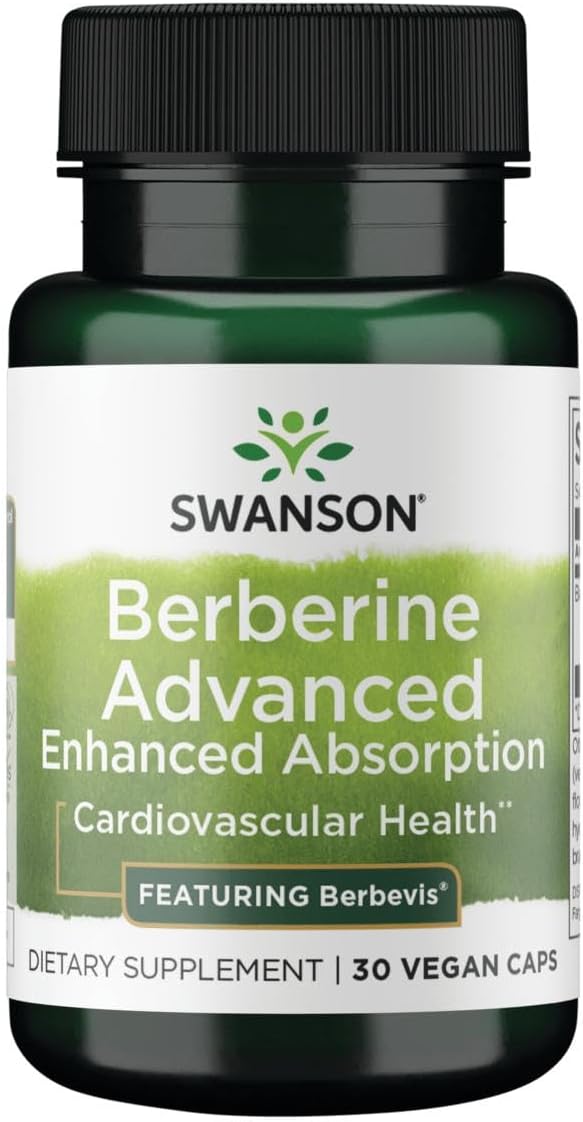 Swanson Berberine Advanced Enhanced Absorption Supplement for Health-Conscious Adults Seeking Optimized Bioavailability - Featuring Berbevis 550 mg (30 Vegan Capsules)