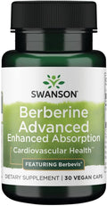 Swanson Berberine Advanced Enhanced Absorption Supplement for Health-Conscious Adults Seeking Optimized Bioavailability - Featuring Berbevis 550 mg (30 Vegan Capsules)