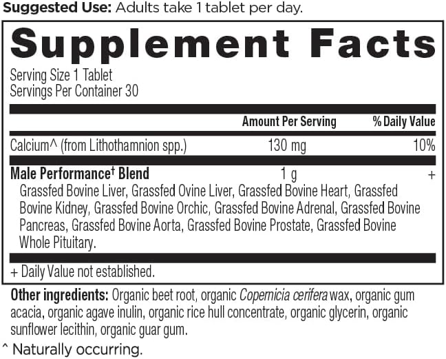 Ancient Nutrition Organ Supplements for Men Once Daily Grass-Fed and Wild Organ Complex Tablets Liver Prostate Pancreas Supports Male Performance Healthy Aging 30 Ct