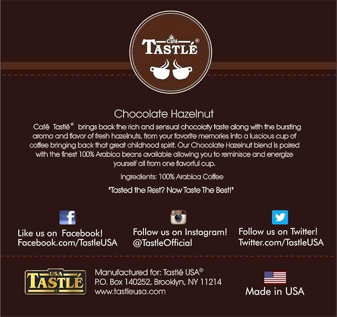 Cafe Tastlé Chocolate Hazelnut Single Serve Coffee 48 Count
