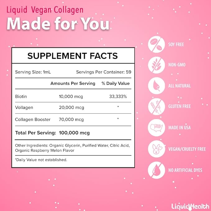 LIQUIDHEALTH Vegan Liquid Collagen Plus Biotin &amp Liquid Chlorophyll Dropper Bundle - Hair &amp Nail Growth Skin Health Internal Deodorizer Stops Bad Breath Reduces Appetite - USA Made Vegan