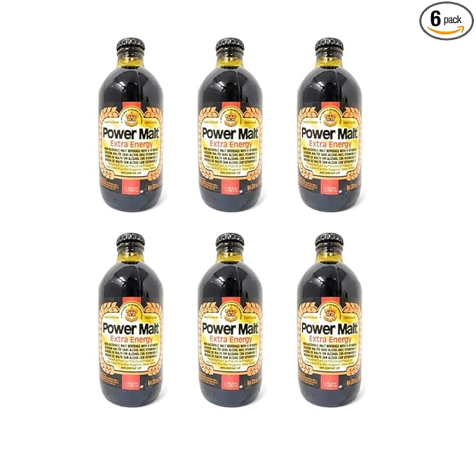 Power Malt Extra Energy Alcohol Free Malt Beverage (6 Pack Total of 1980mL)