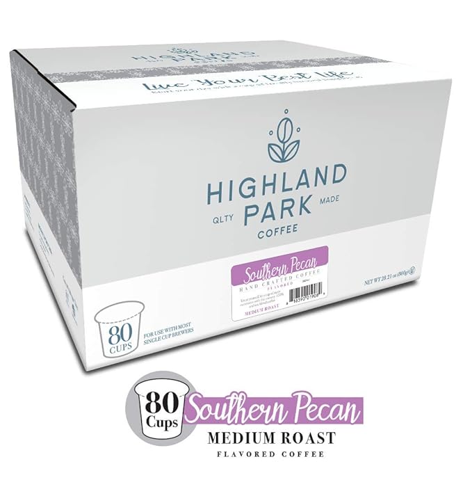 Highland Park Coffee Single Serve Pods Compatible with Keurig K Cup Brewers Southern Pecan 80 Count