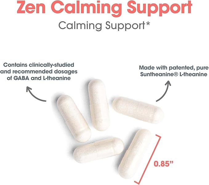 Allergy Research Group ARG 200 mg of Zen - Supports Calm and Stress Balance - Delivers 200 mg L-Theanine &amp 550 mg GABA per Serving - Vegetarian &amp Hypoallergenic - 60 Servings - 120 Capsules