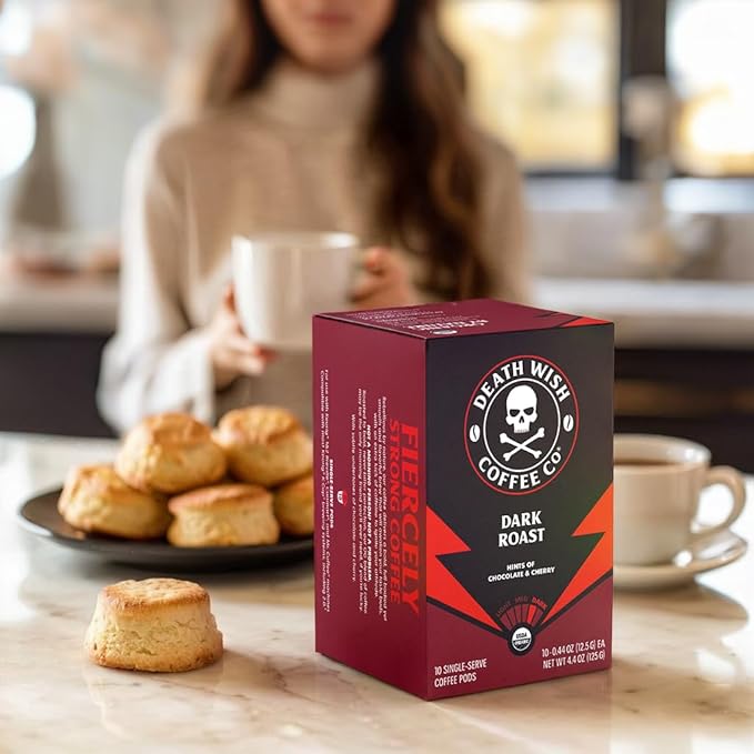 Death Wish Coffee Single Serve Coffee - 10 Each of Medium Dark and Espresso Roast - Mixed Roast Variety Pack (Pack of 2)