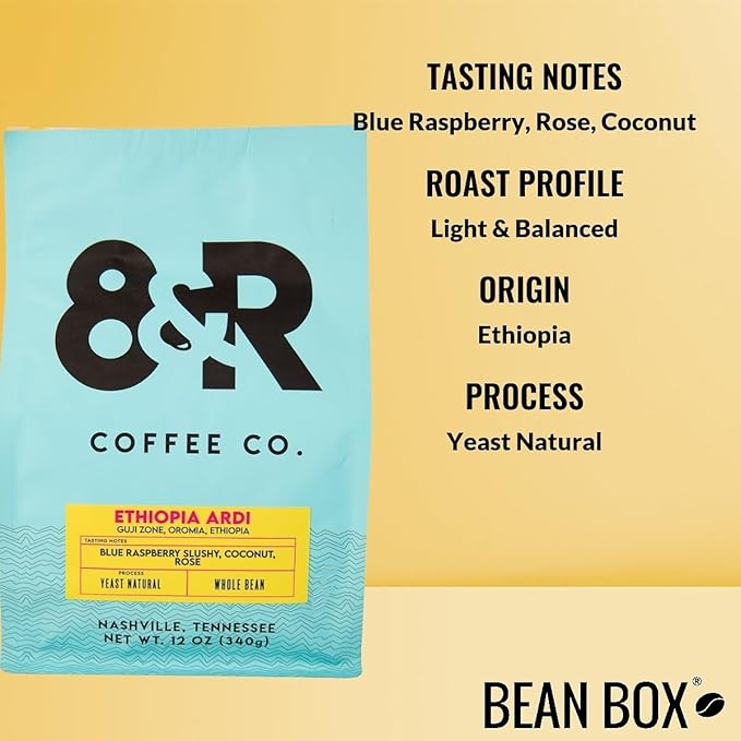 Rotating Natural Process Coffee - Ethiopia Ardi - Roasted by 8th &amp Roast Coffee Co. - Whole Bean Coffee - 12 Ounce Bag