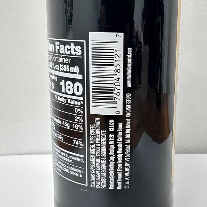 Manhattan Special - Regular - Premium Coffee Soda - 12 oz (6 Glass Bottles)