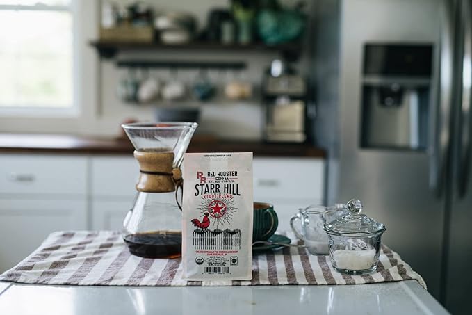 Red Rooster Coffee Organic Starr Hill Stout Coffee – Medium-Dark Roast Whole Bean – Notes of Dark Chocolate Praline &amp Citrus – 2LB – USDA Organic Fair Trade