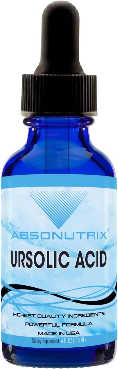 Absonutrix Ursolic Acid 590mg 4 Fl Oz Bottle 200 Highly Potent Servings High Bioavailability Quick Absorption Third-Party Tested GMP-Certified Non-GMO Cruelty-Free Products Made in USA