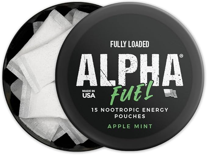 Fully Loaded Alpha Fuel Nootropic Pouches (Apple Mint Fuel) - Nootropic Energy Pouches with Caffeine Alpha GPC Tyrosine Taurine Guarana and More