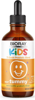 BIORAY Kids NDF Tummy Raspberry - 4 fl oz (120 mL) - 11-Strain Probiotic Blend - Supports the Immune Response in the GI Tract - Non-GMO Vegan Gluten Free - Approx. 120 Servings