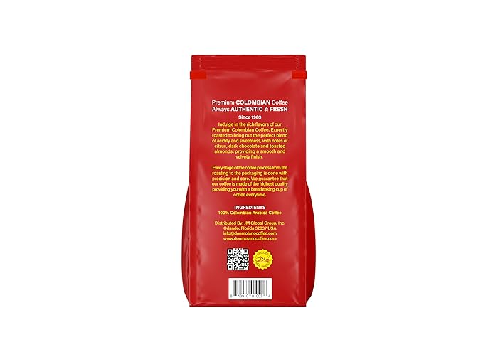 Don Molano Coffee Colombian Supreme Ground Coffee Medium Roast 16oz - Premium Colombian Coffee Halal Certified - Expertly roasted to bring out the perfect blend of acidity and sweetness with notes o