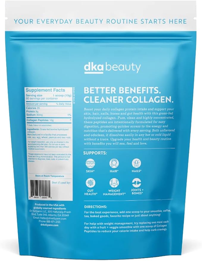 Dr. Kellyann Unflavored Collagen Peptides Powder (60 Servings) – Grass-Fed Keto &amp Paleo-Friendly Non-GMO Gluten-Free 1 Pack