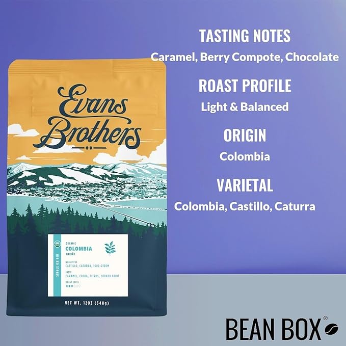 Colombia Nariño - Roasted by Evans Brothers Coffee - Whole Bean Coffee - 12 Ounce Bag