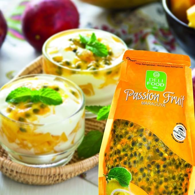 Passion Fruit pulp 100% Fruit No added sugar Maracuya real fruit for drinks juices cocktails desserts sauces and nutrient rich smoothies Pack of 2 Total 32oz