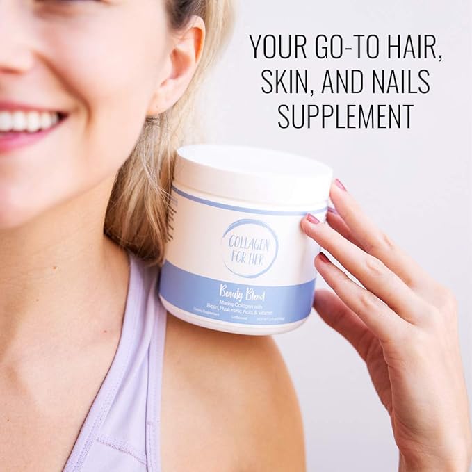 Collagen For Her - Marine Collagen Beauty Blend - Hydrolyzed Collagen Protein Powder Hyaluronic Acid Biotin Vitamin C | Hair Skin Nail Supplement for Women (30 Servings)