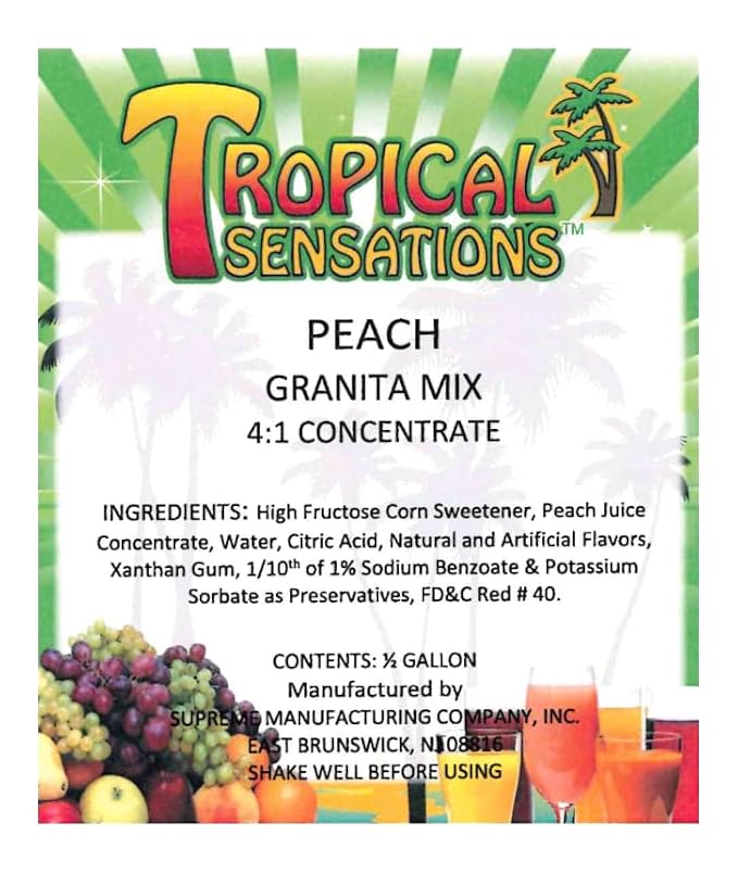 Tropical Sensations Peach Granita Slushie Mix – 64 oz Bottle – Non-Alcoholic Frozen Drink Mix for Slush Machines