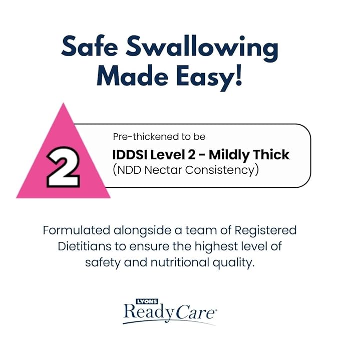 Lyons ReadyCare Thickened Apple Juice for Dysphagia &amp Swallowing Difficulty - Nectar Consistency Level 2 Mildly Thick - 4 fl oz (48 pack)