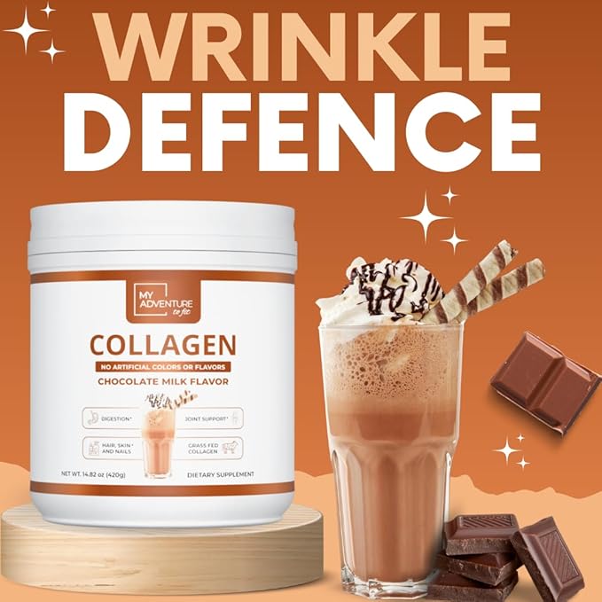 My Adventure to Fit Hydrolyzed Collagen Powder for Women - Grass Fed for Muscle Growth &amp Chocolate Collagen Protein Powder - Keto Collagen Powder for Joints &amp Gut Health - Chocolate Milk 420g