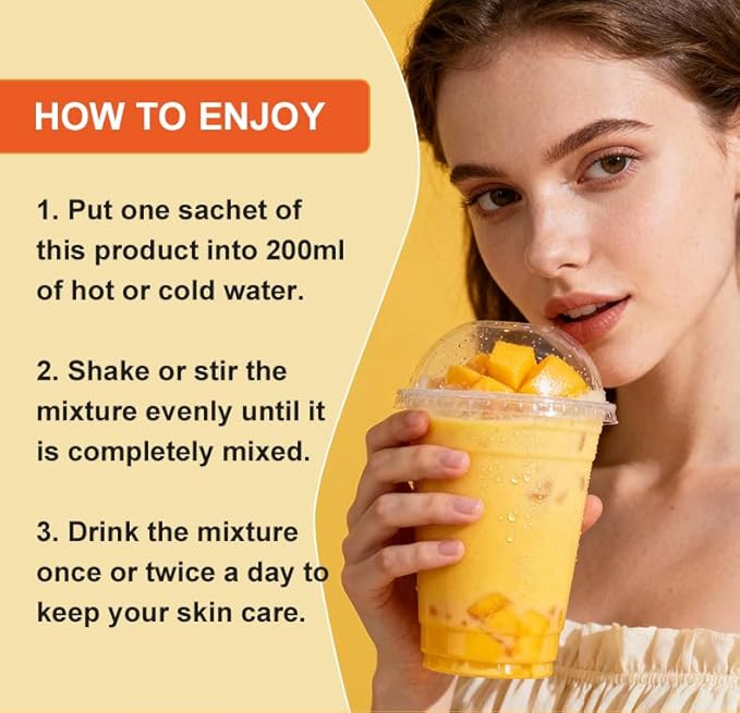 Mango Collagen Drink Mix–Creamy Beauty Milk Powder with Marine Collagen Peptides &amp Fruit Extracts–Daily Beauty Drink for Smooth Lifestyle Routines–6.34 oz