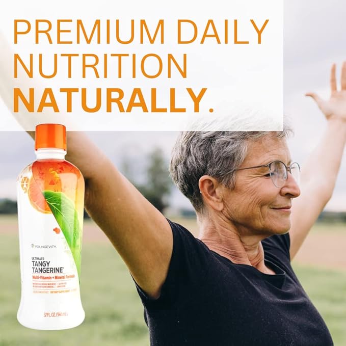 Youngevity Majestic Earth - Ultimate Tangy Tangerine 32 FL Oz – Gluten-Free Liquid Multivitamins for Men Women &amp Daily Immune Support for Kids – Boost Complete Nutritional Drink for Health Ener
