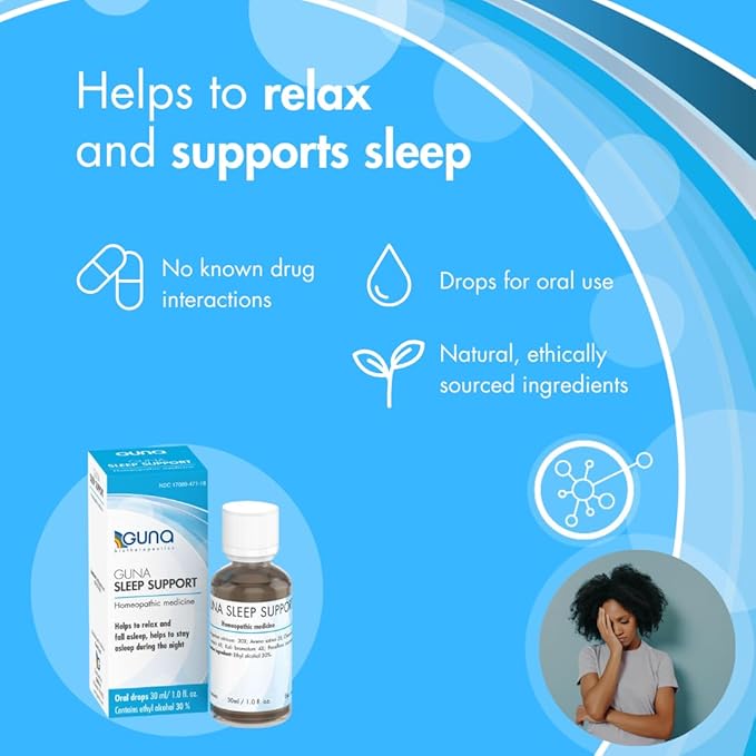 Guna Sleep Support Homeopathic Natural Sleep Aid Melatonin-Free and Non Habit-Forming - 1 Ounce