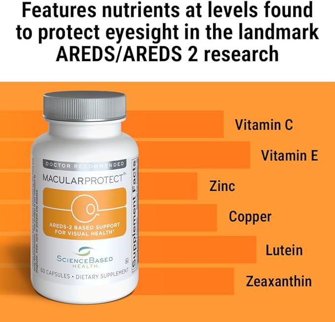 ScienceBased Health MacularProtect AREDS 2 Formula – Eye Health Vitamin &amp Mineral Supplement with Lutein Zeaxanthin &amp B Vitamins for Macular &amp Vision Support – 60 Capsules (Pack of 2)