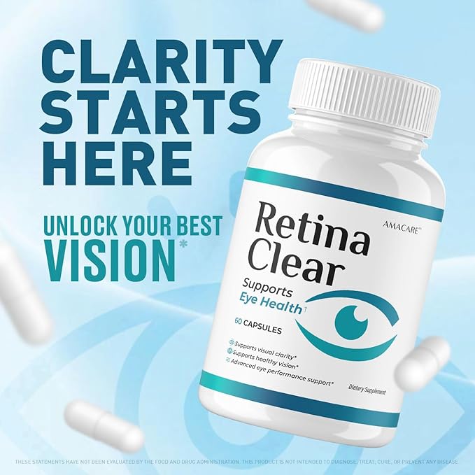 (2 Pack) Retina Clear – Retina Clear Eye Supplement Capsules Reviews Official RetinaClear Vision Support Pills Health Natural Ingredients Vitamin Advanced Formula 120 Capsules for 2 Months