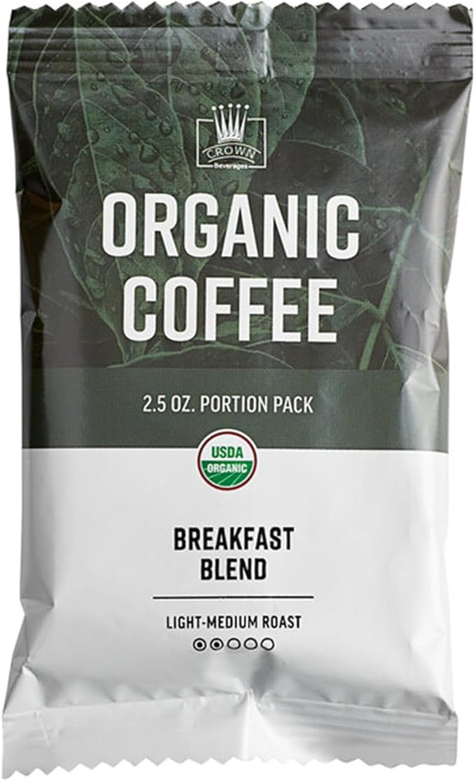Crown Beverages Organic Breakfast Blend Coffee Packet 2.5 oz. - 24/Pieces WS-110COBFASTPK-NF