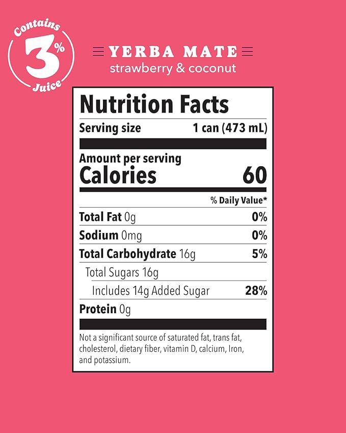 Babe Organic Yerba Mate Energy Drinks | 150mg Plant-Based Caffeine | Natural Yerba Mate Tea with No Crash No Jitters - Strawberry Coconut (12 x 16oz Cans)