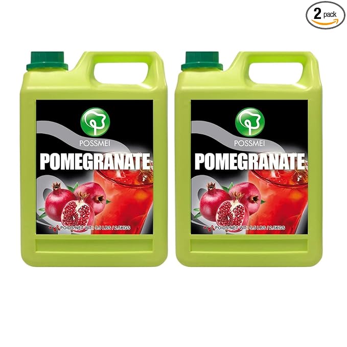 Possmei Pomegranate Flavored Syrup 5.5 Pound Plastic Jar 2 Pack