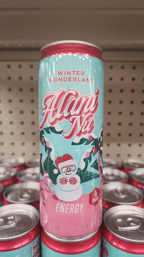 Alani winter wonderland Energy drinks sugar free low calorie energy drinks limited edition 12 Fl Oz Cans (4 pack)