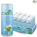 Oasis Coconut Water 12 Pack 100% Pure Coconut Water with Electrolytes Natural Hydration Electrolyte Water Drink Low Calorie No Sugar Added No Artificial Ingredients or Preservatives 320 ml Cans
