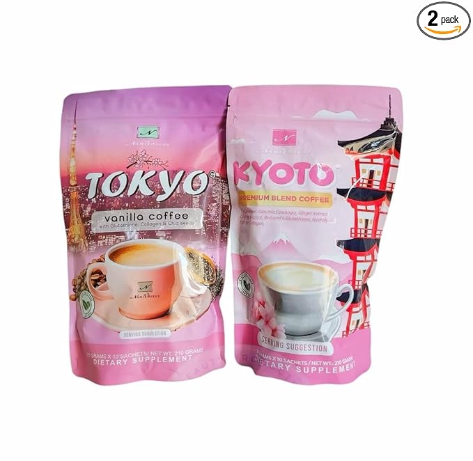 Tokyo &amp Kyoto Premium Blend Coffee Bundle by Namiroseus Vanilla &amp Classic Roast 10-Sachet Twin Pack Aromatic Instant Coffee Drink Mix (1)